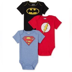Justice League 3pc short sleeves onesies Batman Superman Flash 0-3 months